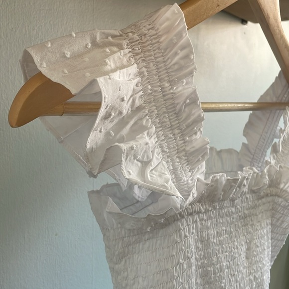 The Ellie Nap Midi Ruffle Dress in Dreamy Sheer White Swiss Dot Size XS - Picture 14 of 14